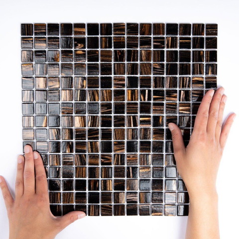 La Mosaic Factory Amsterdam carreau mosaïque - 32,2x32,2cm - carrelage mural et de sol - Carré - Verre laiton brillant SW62144