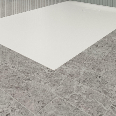Villeroy & Boch Ecora douchebak - 120x80x3.5cm - afvoer korte zijde - stone white (wit) SW1558947