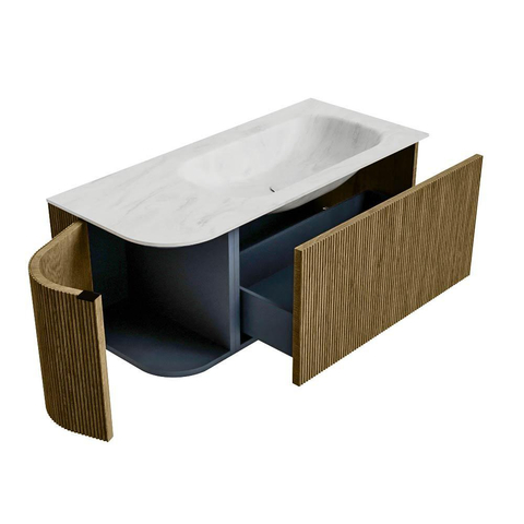 Mondiaz KURVE-DLUX Ensemble meuble de salle de bains - 105x46x40cm - 1 tiroir - 1 porte - vasque solid surface - droite - sans trou de robinet - Dusk SW1415068