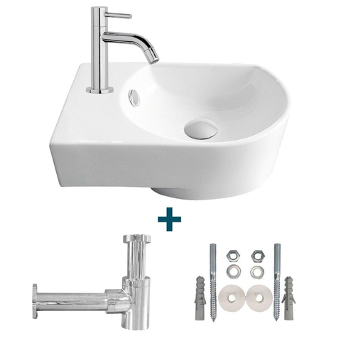 Nemo Go Flexy Set lave-mains gauche 41x27x142cm avec robinet et siphon porcelaine blanc SW385464