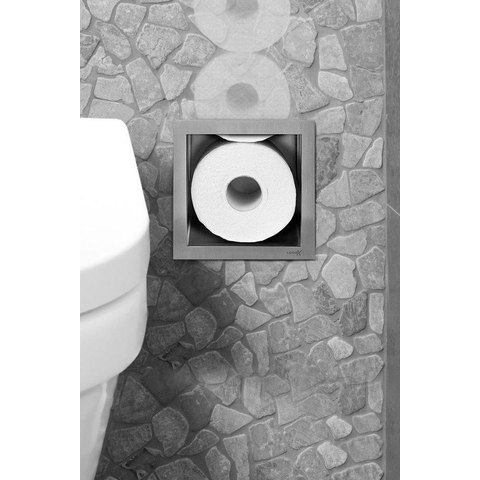 Looox Closed Porte-papier toilette réserve pour 6 rouleaux encastrable inox brossé GA36704