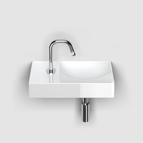 Clou Vale lavabos céramique lave-mains 38x19x7cm trou de robinetterie à gauche Blanc brillant SW451452