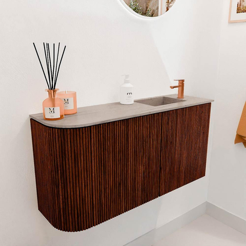 Mondiaz JOYA-DLUX 81.6cm toiletmeubel - ronding links kleur Ruby - Wastafel FAYE positie Rechts 1 kraangat kleur Saba. SW1425614