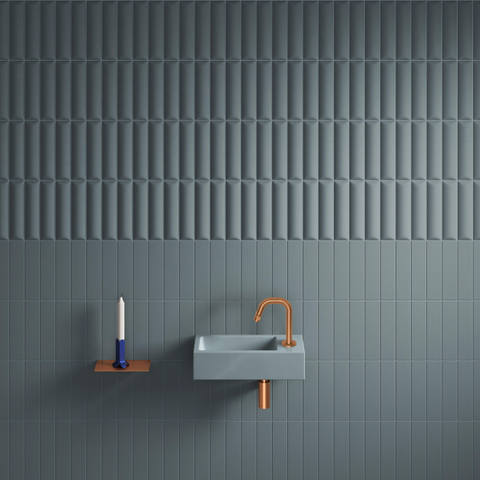 Clou Flush 3 lave-mains 36x18cm avec trou de robinet à droite bleu mat céramique SW795720