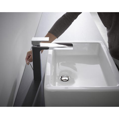 Hansgrohe Vernis Shape 1 greeps wastafelkraan - 230 zinc - met trekwaste - hoogglans chroom SW651942