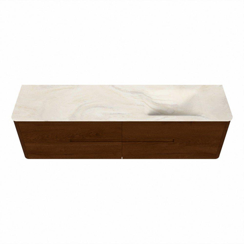 Mondiaz CIRO-DLUX Meuble de salle de bains - 180x45x50cm - Plan vasque solid surface Ostra - 1 vasque à droite - sans trous de robinet - 4 tiroirs - Ruby SW1531868