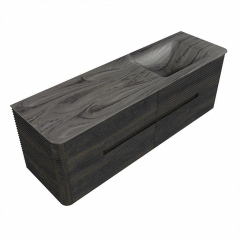Mondiaz CIRO-DLUX Badkamermeubelset - 150x45x50cm - Solid surface wastafel Sombra - 1 wasbak Rechts - zonder kraangaten - 4 lades - Shadow SW1532776