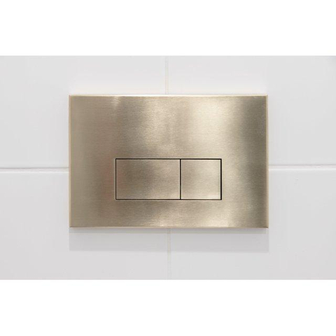 Adema Salina 2.0 Ensemble WC - 48.5x36x32cm - cuvette profonde - sans bride - réservoir encastré QeramiQ - softclose - quickrelease - abattant WC - plaque de commande métallique or brossé - boutons rectangulaires - blanc SW1474584
