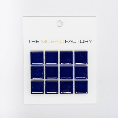 ÉCHANTILLON The Mosaic Factory Barcelona carreau mosaïque 2,3x2,3x0,6cm carré porcelaine émaillée revêtement mural pour intérieur et extérieur résistant au gel brillant bleu foncé SW862025