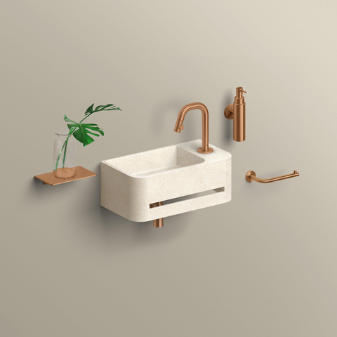 Clou InBe 9 fontein 43cm met handdoekhouder beige microrazzo SW1442012