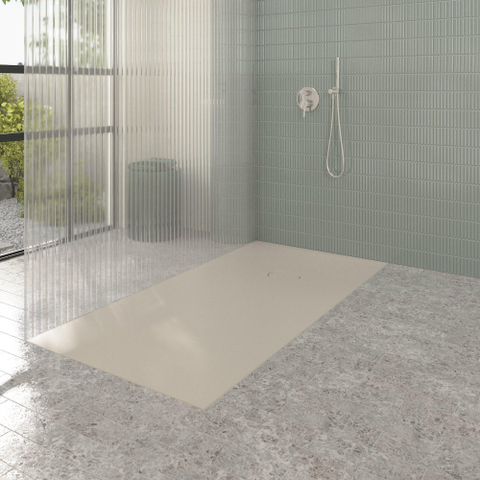 Villeroy & Boch Ecora douchebak - 180x90x4.5cm - afvoer korte zijde - almond (beige) SW1558908