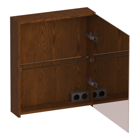 BRAUER Impress armoire de toilette – 59 x 70 x 15 cm – ouverture à droite, porte-miroir double face – Chêne brun SW1199059