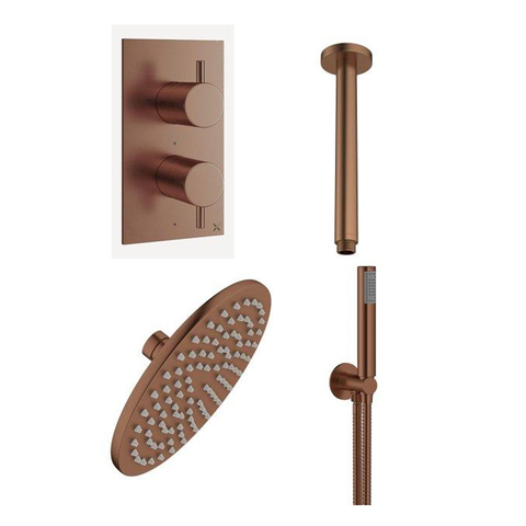 Crosswater MPRO Regendoucheset inbouw - 20cm hoofddouche - staafhanddouche - gecoat geborsteld brons SW999822