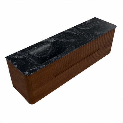 Mondiaz CIRO-DLUX Meuble de salle de bains - 170x45x50cm - vasque solid surface Lava - 1 lavabo à gauche - sans trous de robinet - 4 tiroirs - Ruby SW1531612