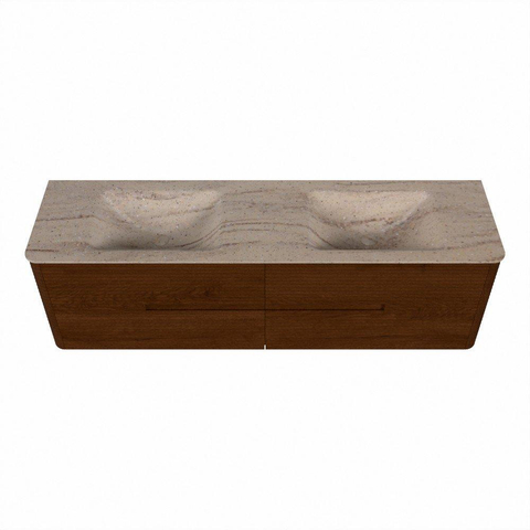 Mondiaz CIRO-DLUX Meuble de salle de bains - 170x45x50cm - Plan vasque Solid surface Saba - 2 bacs Double - sans trous de robinet - 4 tiroirs - Ruby SW1531918