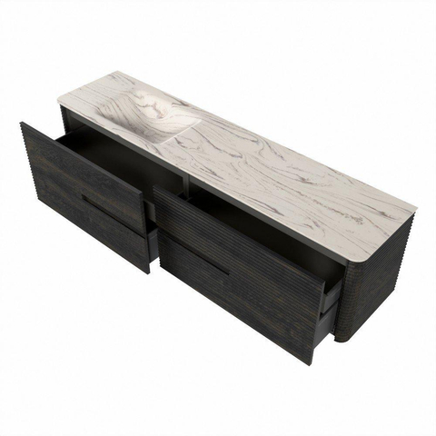 Mondiaz CIRO-DLUX Badkamermeubelset - 190x45x50cm - Solid surface wastafel Nata - 1 wasbak Links - zonder kraangaten - 4 lades - Shadow SW1532610