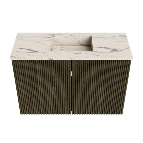 Mondiaz JOYA-DLUX 60cm meuble de salle de bains - couleur Shadow - Vasque FAYE position Milieu 1 trou de robinet couleur Nata. SW1424949