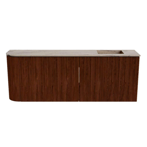 Mondiaz JOYA-DLUX Meuble de salle de bains 111,6cm - arrondi gauche couleur Ruby - Vasque FAYE position Droite Sans trou de robinet couleur Arena SW1425316