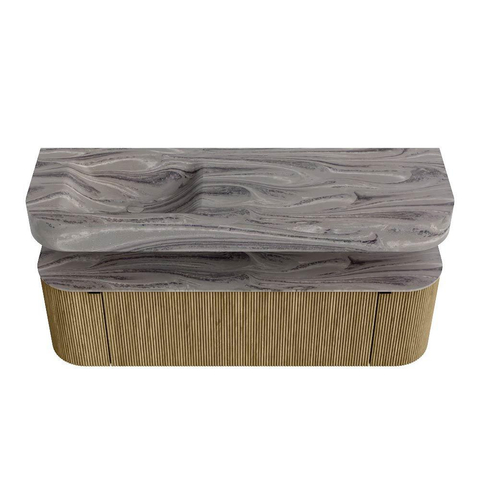 MONDIAZ THOR-DLUX 150cm meuble de salle de bains arrondi gauche + droite couleur Dusk avec 1 tiroir et 2 portes. Vasque suspendue CLOUD Gauche 1 trou de robinet couleur Sombra. SW1464908
