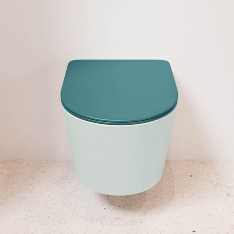 Mondiaz LAVIE hangtoilet – spoelrandloos – 36 x 53 cm – met softclose zitting – Greey (lichtgroen/grijs), zitting Smag (groen) SW1208714