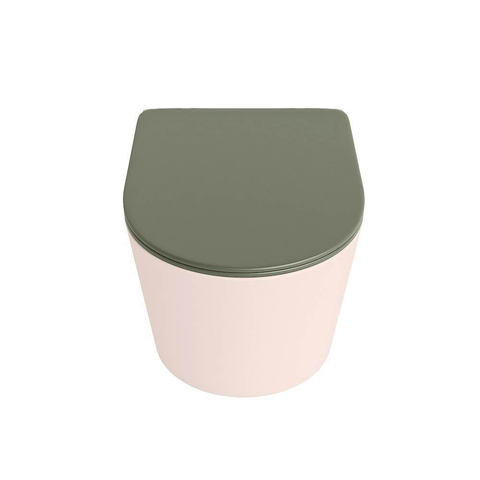Mondiaz LAVIE WC suspendu – sans bride – 36 x 53 cm – avec abattant softclose – Rosee (rose), abattant Army (vert) SW1208576
