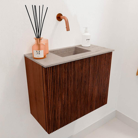 Mondiaz JOYA-DLUX 50cm toiletmeubel - kleur Ruby - Wastafel FAYE positie Midden Zonder kraangat kleur Saba. SW1425569