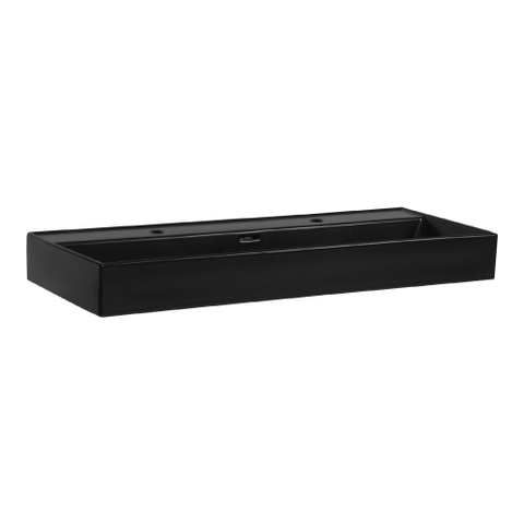 Brauer Lunar lavabo pour meuble - 101x13x46.5cm - avec trop-plein - 1 vasque - 2 trous de robinet - céramique - noir mat SW1418838
