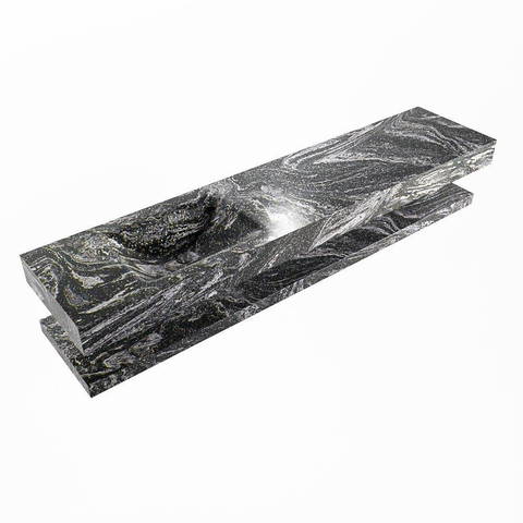 Mondiaz ALAN-DLUX Ensemble de meuble - 200cm - meuble Lava mat - 0 tiroirs - Lavabo Cloud Lava suspendu - vasque Gauche - 1 trou de robinet SW809259