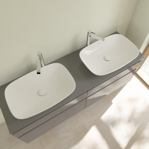 Villeroy & Boch Loop & Friends opzetwastafel - 62x42cm - zonder kraangat - zonder overloop CeramicPlus - White Alpine (glans wit) SW644144
