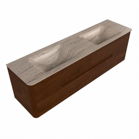 Mondiaz CIRO-DLUX Ensemble de meubles de salle de bains - 170x45x50cm - vasque en solid surface Saba - 2 vasques Double - 2 trous de robinetterie - 4 tiroirs - Ruby SW1531912