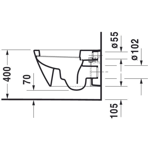 Duravit Starck 2 Wandcloset - 54cm - met spoelrand - diepspoel - verdekte bevestiging - wit 0295869