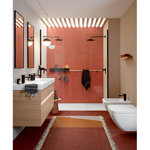 Villeroy & Boch Viconnect bedieningsplaat dualflush frontbediend - 25.3x14.5cm - glas zwart/RVS - Glass Black (glans zwart) SW106651