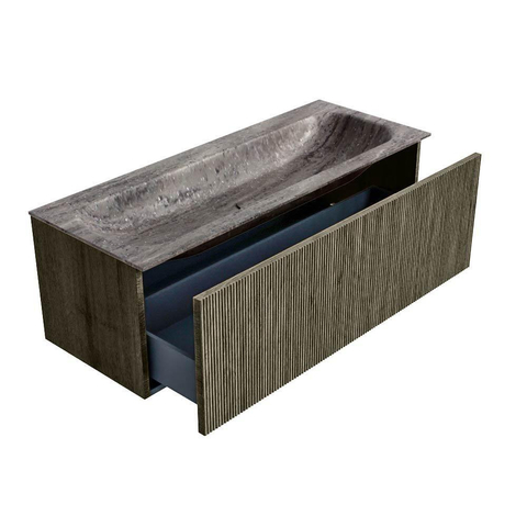 MONDIAZ KURVE-DLUX Meuble de salle de bains 120cm couleur Shadow avec 1 tiroir et 0 porte. Lavabo BIG LARGE Central 1 trou de robinet Oza. SW1432919