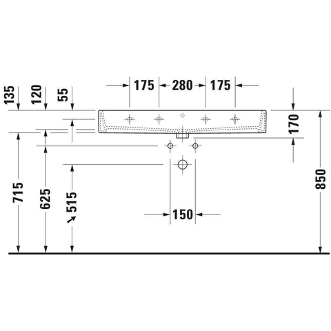 Duravit Vero air Wastafel - geslepen - zonder kraangat - zonder overloop - 100x47cm - met wondergliss - inclusief bevestiging - wit SW156925