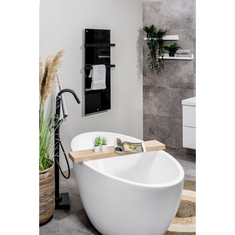 Eurom Sani 600 Comfort Panneau infrarouge salle de bains 115x46.5cm Wifi 600watt Verre Noir SW656482