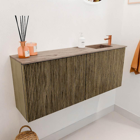 Mondiaz JOYA-DLUX 100cm toiletmeubel - kleur Dusk - Wastafel FAYE positie Rechts 1 kraangat kleur Arena. SW1425761