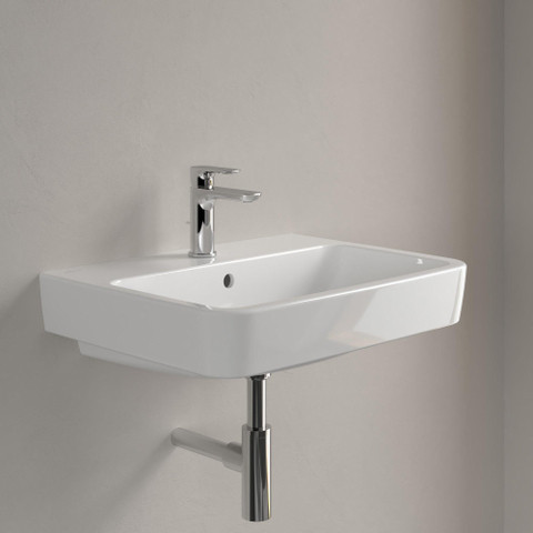 Villeroy & Boch O.novo wastafel onderzijde - geslepen - 60x46cm m.1 kraangat CeramicPlus - White Alpine (glans wit) SW448442