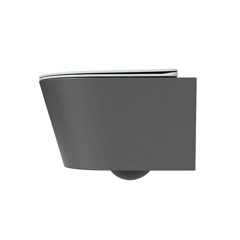 Mondiaz LAVIE hangtoilet – spoelrandloos – 36 x 53 cm – met softclose zitting – Dark grey (grijs), zitting Greey (lichtgroen/grijs) SW1208672