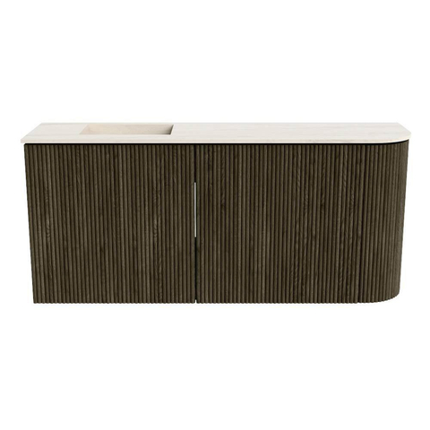 Mondiaz JOYA-DLUX 91.6cm meuble de salle de bains - arrondi droit couleur Shadow - Vasque FAYE position Gauche 1 trou de robinet couleur Meli. SW1424918