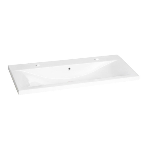 Saniclass Bari Meubelwastafel - 100x47x3.5cm - overloop - 1 wasbak - 2 kraangaten - keramiek - wit SHOWROOMMODEL SHOW26736
