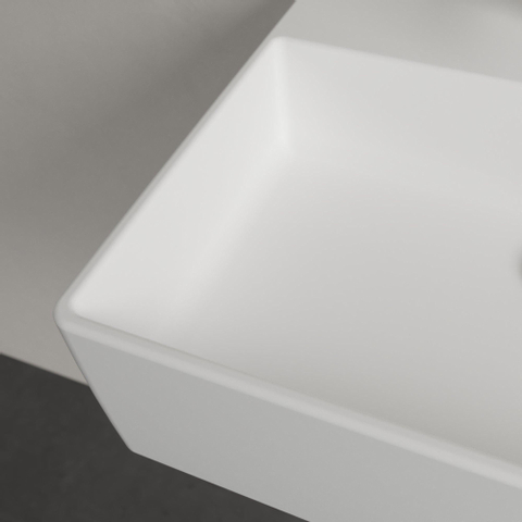 Villeroy & Boch Memento 2.0 wastafel voor handdoekhouders 50x42cm met overloop 1 kraangat ceramic+ stone white SW336080