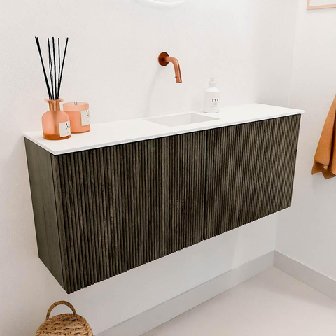 Mondiaz JOYA 100cm meuble de toilette - couleur Shadow - Vasque FAYE position Milieu Sans trou de robinet couleur Talc. SW1421410