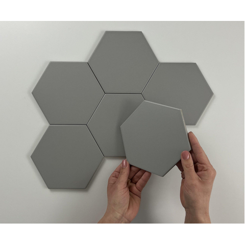 SAMPLE Terravito Bereno wand- en vloertegel - 15x17cm - 9mm - Zeshoek - Grijs mat glans SW736052