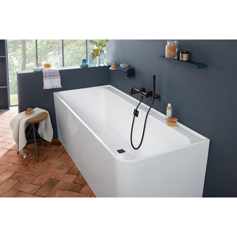 Villeroy & Boch Collaro baignoire d'angle semi-autoportante - 180x80cm - rectangulaire angle gauche trop-plein noir mat Acrylique Blanc Brillant SW354249