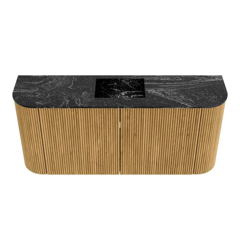 Mondiaz JOYA-DLUX 93.2cm toiletmeubel - ronding links en rechts kleur Oak - Wastafel FAYE positie Midden Zonder kraangat kleur Lava. SW1422101