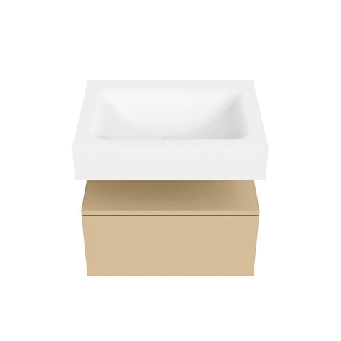 MONDIAZ ALAN Badmeubelset - 60cm - onderkast Sand - 1 lade - Vrijhangende wastafel CLOUD - midden - zonder kraangat - Talc OUTLETSTORE STORE44792