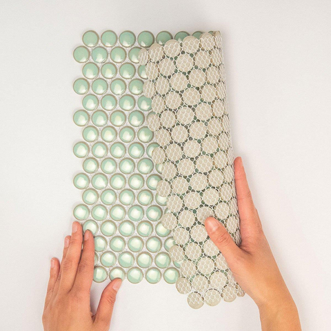 La Mosaic Factory Venice carreau mosaïque - 31,5x29,4cm - carrelage mural - Rond - Porcelaine Vert Clair Brillant SW62316