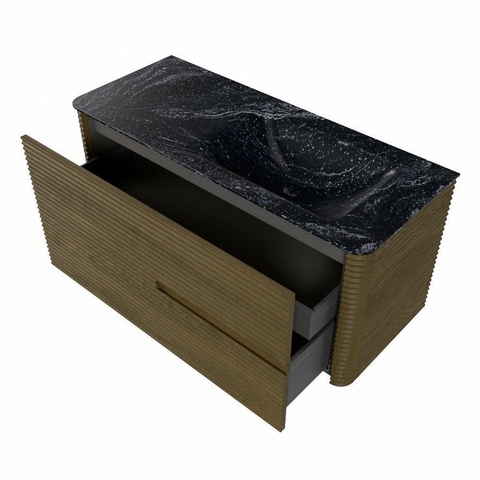 Mondiaz CIRO-DLUX Badkamermeubelset - 110x45x50cm - Solid surface wastafel Lava - 1 wasbak Rechts - zonder kraangaten - 2 lades - Dusk SW1533025