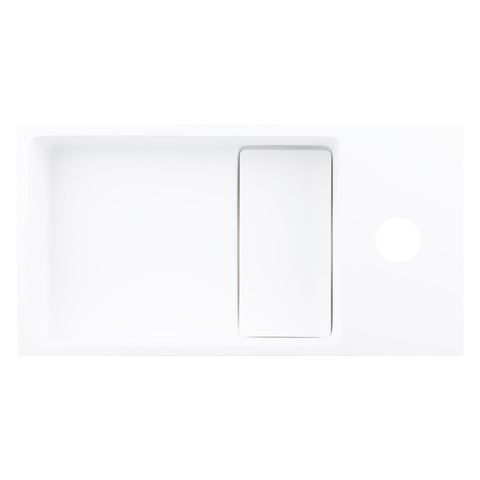 Differnz Solid kit lave-mains - 36x18.5x9cm - Rectangulaire - 1 trou de robinet - Robinet en cuivre courbé - Solid Surface blanche SW450886