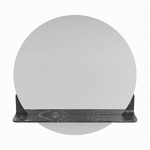 Mondiaz SPOT miroir – Ø 60 cm – avec tablette – Lava (marbre noir) SW1235644